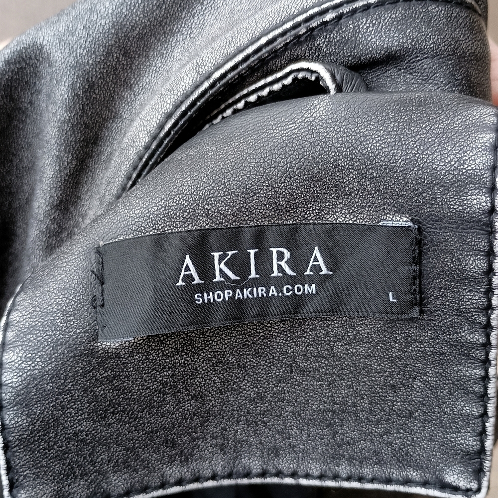 Akira Stylish Gray Faux Leather Jacket_Large - Picture 10 of 10